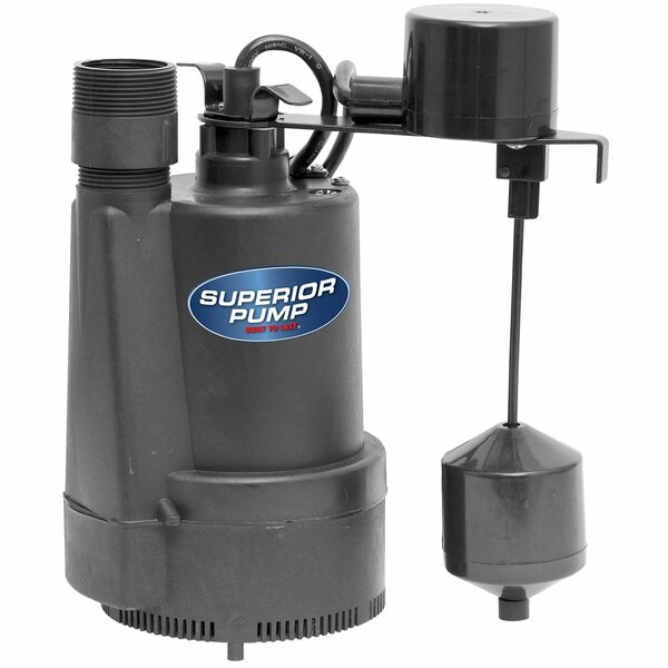 Superior 1/3 HP Plastic Sump Pump with  Vertical Float Switch 92342